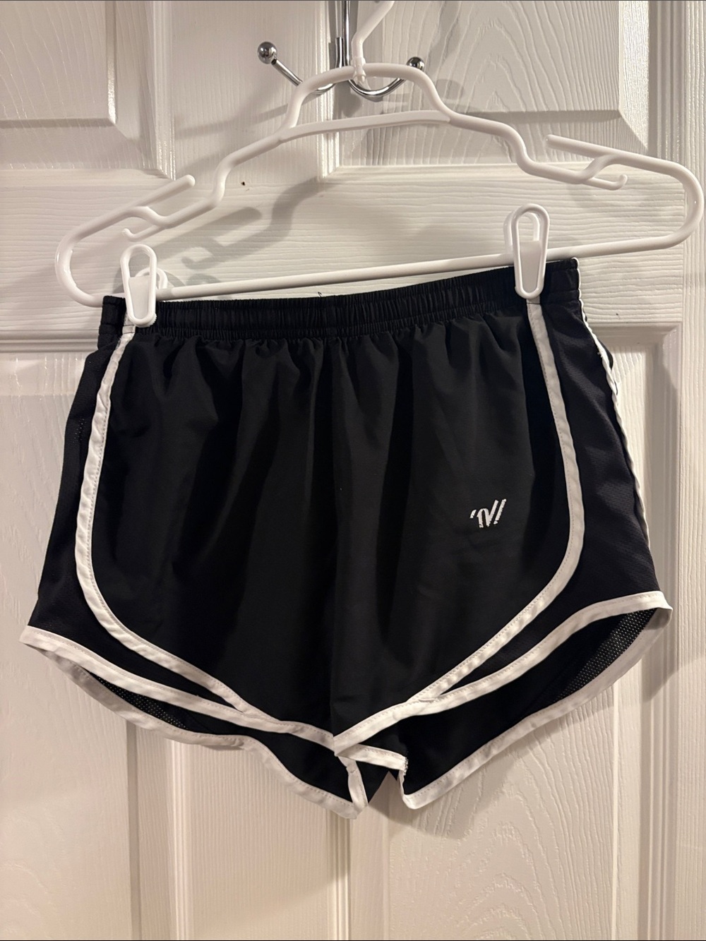 Varsity Cheer Black Athletic Shorts with White Piping